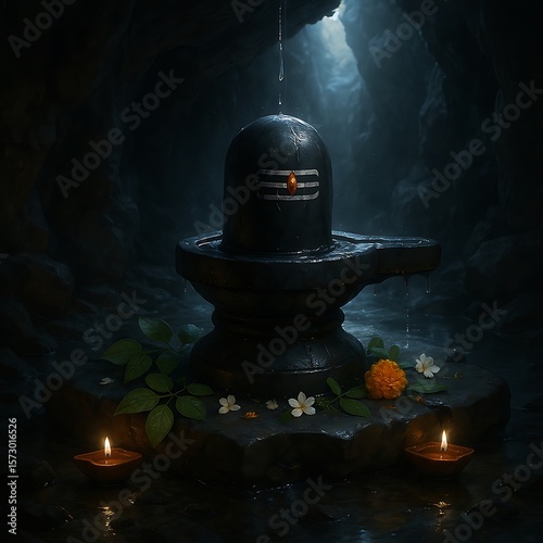 Shivlinga Jal Abhishek by Nature inside a cave