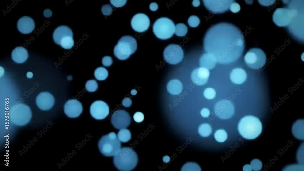 Soft Glowing Blue and Silver Bokeh Light Particles Floating Slowly