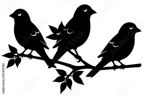 Wallpaper Mural birds on branch vector silhouette illustration Torontodigital.ca