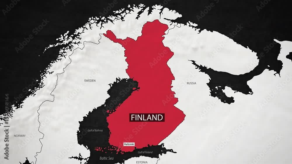 Finland Map - Fast Zooming from World Map. Animated Motion Graphics Shape Map of the Finland. 4K Resolution Stock Video for News, Vlogs etc.