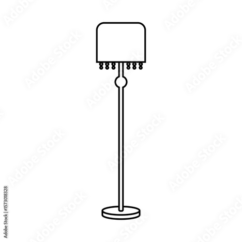 A geometric floor lamp with a rectangular lampshade and a simple base, suitable for a modern interior.