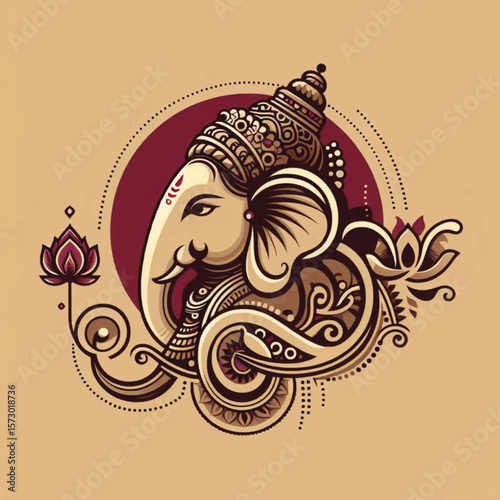 Illustrative design of lord ganesha for ganesh chaturthi celebration