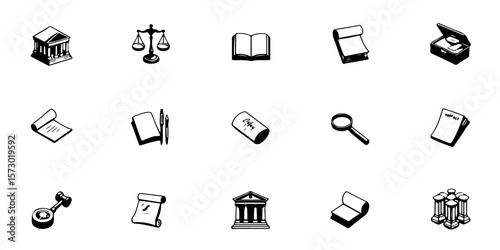 Silhouette Legal Practice & Courtroom Icons Set