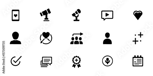 Silhouette Social Media & Creator Tools Icons Set