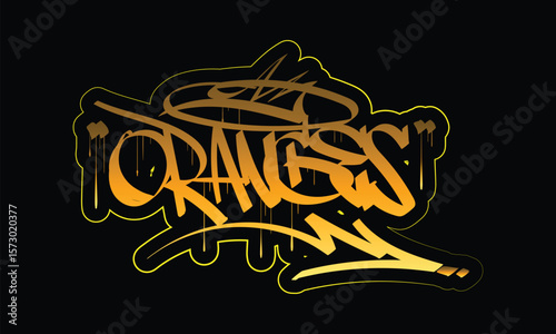 ORANGES word street art graffiti tagging vector