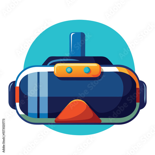 Modern virtual reality headset with futuristic design on a teal background
