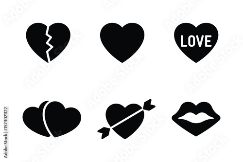 Broken heart love hearts cupid arrow lips vector