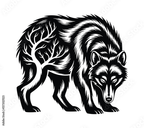 Wolf and Prey, Symbolic Emblem of Power, Struggle, and Survival