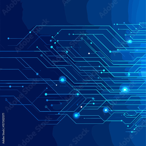 Abstract Dark Blue Technological Background with Glowing Lines and Circuit Board Design for Modern Digital Innovation and Futuristic Communication Systems