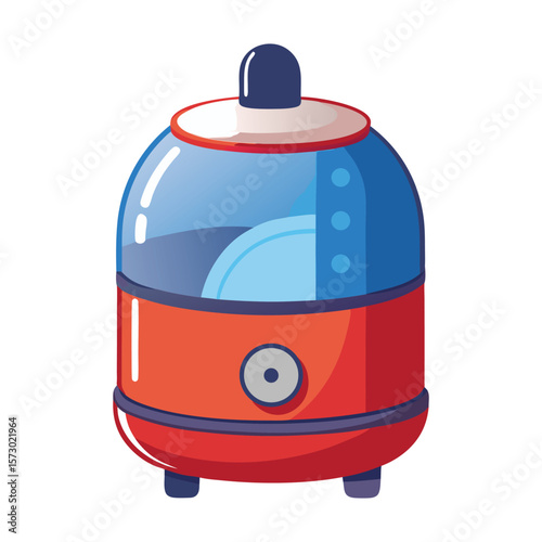 Modern colorful humidifier with blue water tank and red base isolated on white