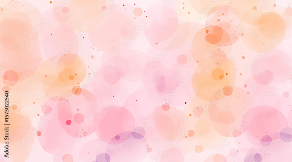 Pink watercolor floral background with hearts and light texture