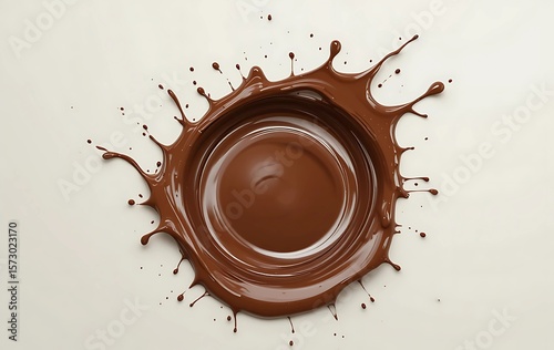  Splashing milk curls around chocolate on clean background.

