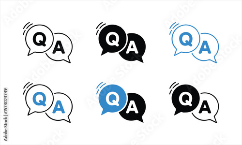 QA Chat Icon Set – Question Answer Speech Bubble Symbols