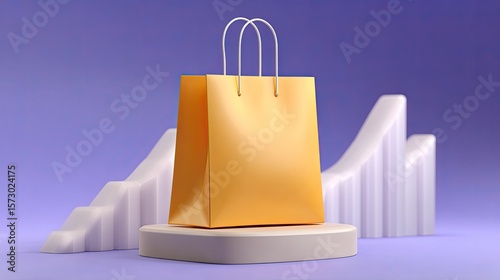 Stylish Yellow Paper Bag on Display with Modern Background Design