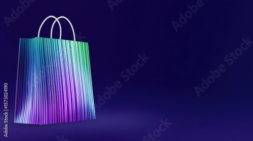 Colorful Abstract Shopping Bag on Vibrant Purple Background