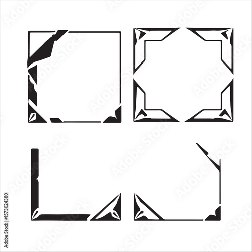 A collection of classic black and white vector corner frameworks, featuring intricate Modern, geometric, and minimalist styles are included, suitable for decorative borders, frames, or certificates