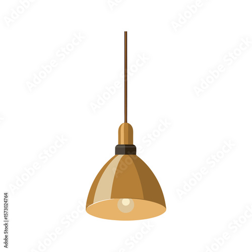 Modern brass pendant light fixture hanging from a cord in a minimalist style