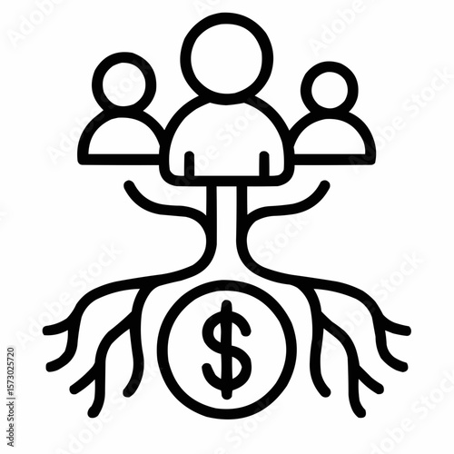 Family tree with inheritance roots. Wealth transfer