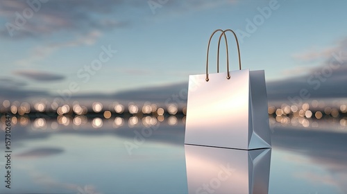 Elegant Shopping Bag Against a Serene Evening Background