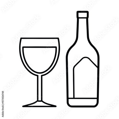 Minimal vector of a wine line art vector on white background
