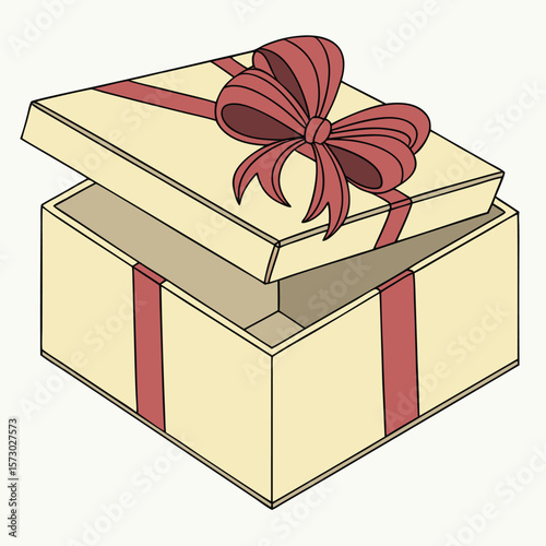 Open Yellow Gift Box with Red Bow High-Detail 3D Illustration