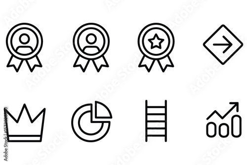 Award medal user star arrow crown pie chart ladder graph