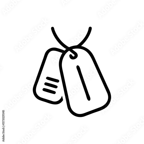 Dog tags hang close together, showing individuality and a sense of identity. A symbol of protection and duty.