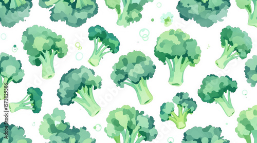 Seamless pattern watercolor broccoli