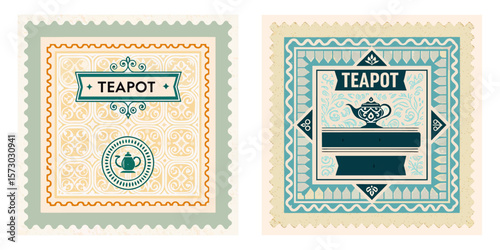vintage postage stamp of teapot