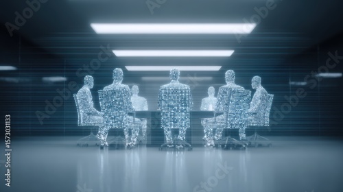 Metaverse Meeting: AI Team in Digital Conference Room