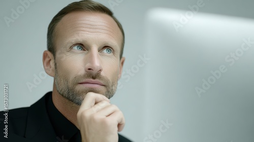 Thoughtful Businessman: Problem Solving, Future Vision