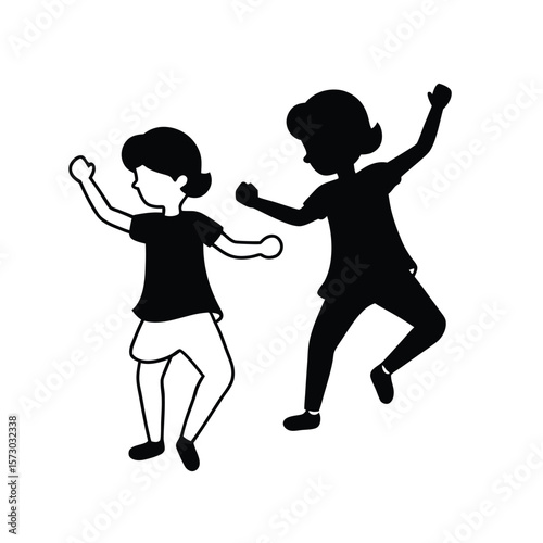 playful child silhouettes energetic movements