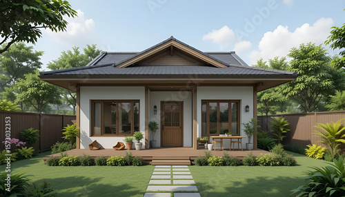 Modern House Design with Open Layout: Functional Living Room, Kitchen, and Bedroom