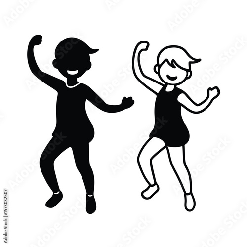 joyful child silhouettes performing dance steps