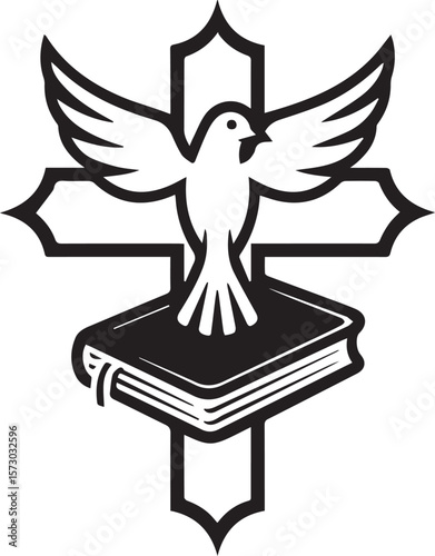 Dove, cross, and bible christian logo