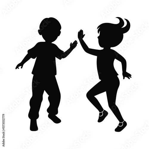 boy and girl dancing silhouettes with expressiv