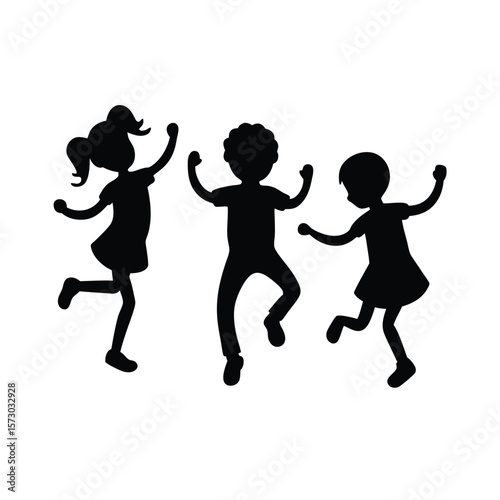 silhouettes of children playing