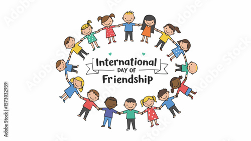 international friendship day , friendship, happy, day, group, people, friends, young, banner, background, greeting, friend, design, illustration, together, vector, poster, international, relationship,