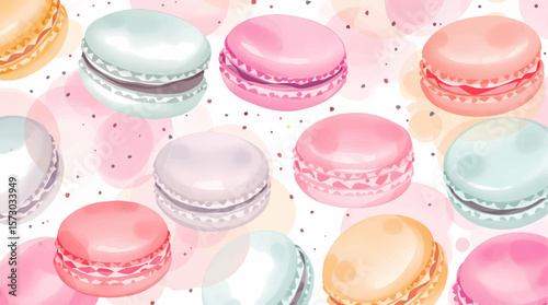 Watercolor background pattern macaron watercolor cut on white background
