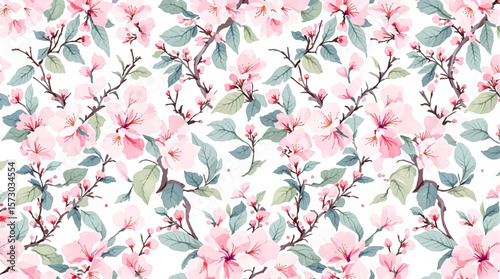 Watercolor flower background Floral hand-painted seamless pattern	
