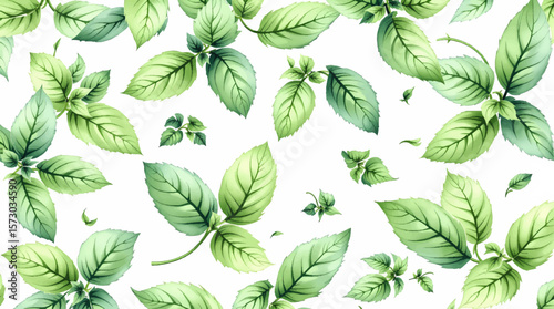 Seamless pattern watercolor mint