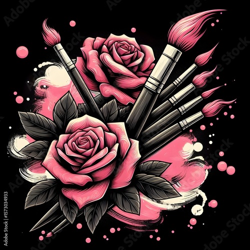 paintbrushes watercolor illustration