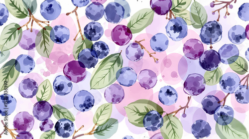 Watercolor pattern berries on white background