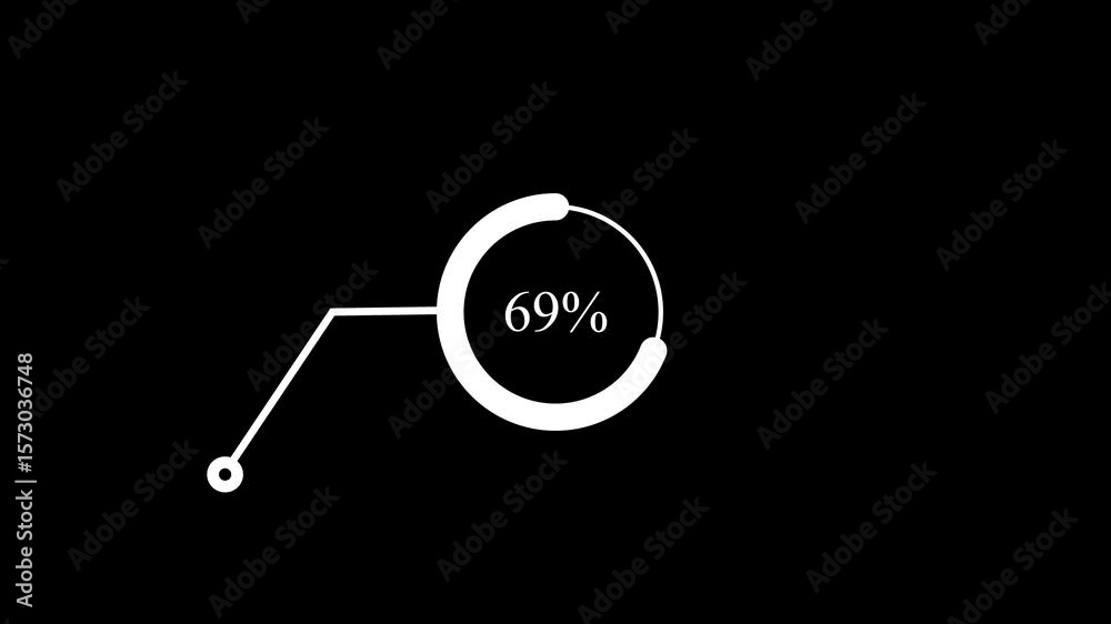 69% 69% percent Call out Pie Chart Animation. Hundred percent circle loading icon pie chart diagrams. Hundred percentage chart for finance, sales ,HUD Animation.