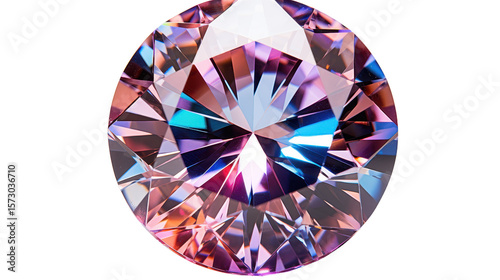 Diamond gemstone cut round isolated on transparent background. PNG