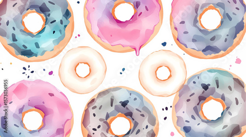 Watercolor pattern berries on white background