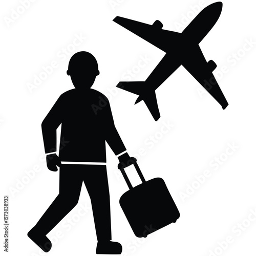 silhouette of a man with a suitcase
