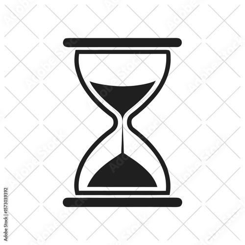 Black hourglass silhouette with sand flowing time measurement