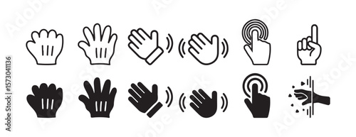 User Interface Gesture Icon set. Touch and Motion Hand Signs. Victor illustration eps10