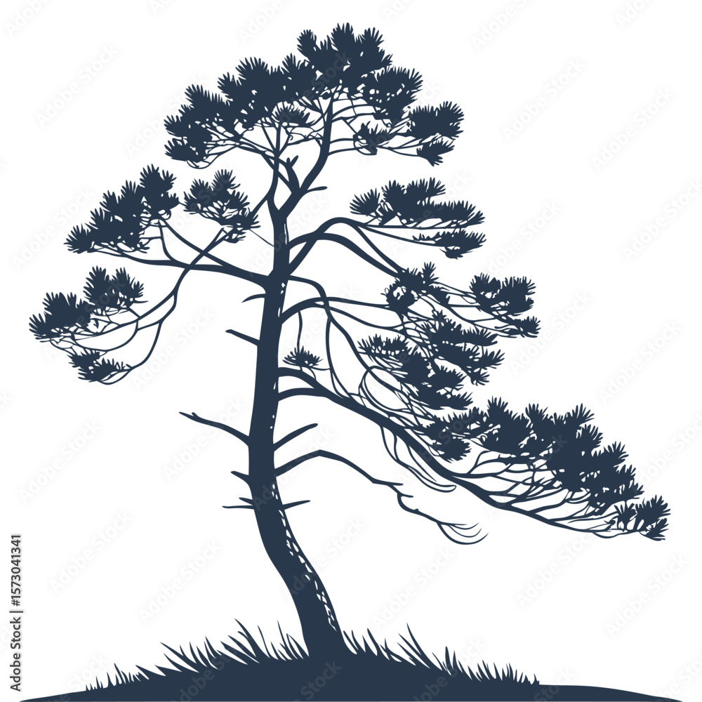 custom made wallpaper toronto digitalSerene stylized pine tree silhouette, minimalist nature design.